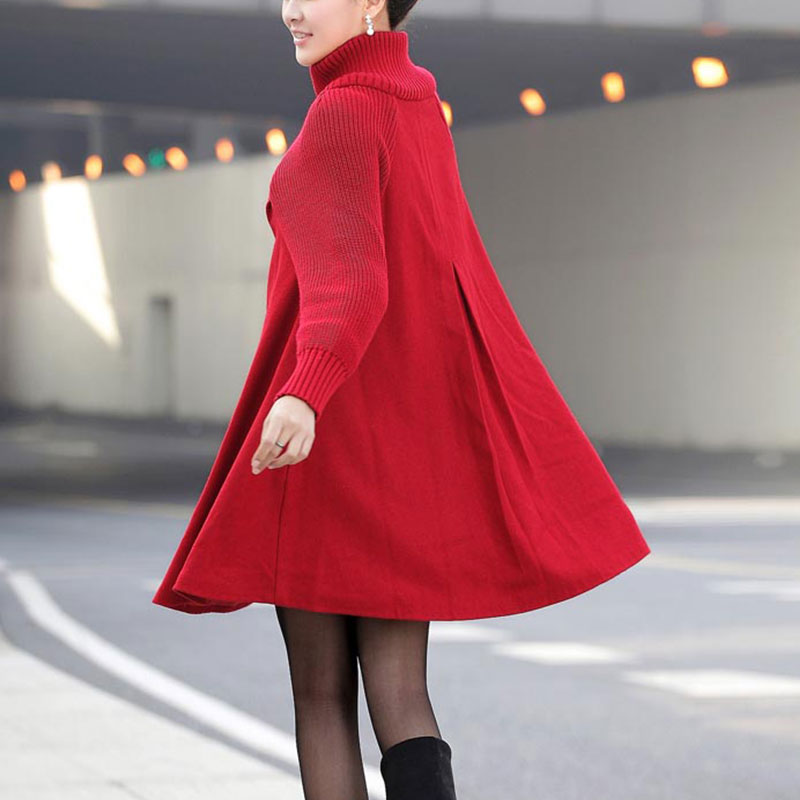 Long loose coat in wool for women