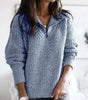 Knitted Sweater with High Collar and Zipper for Women