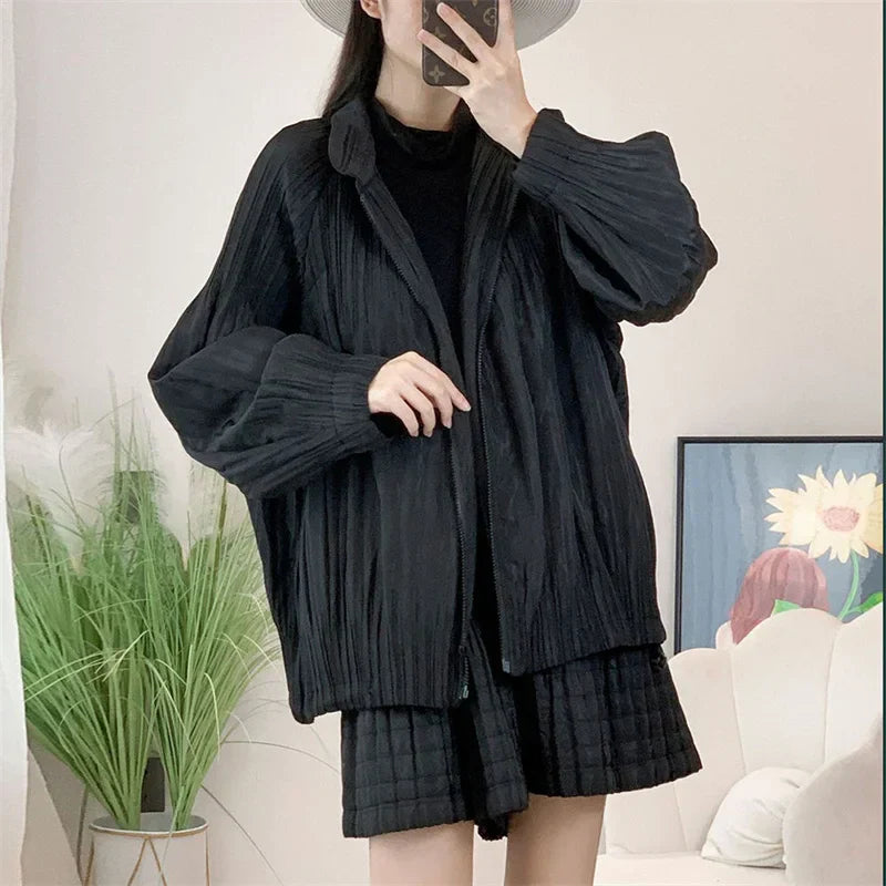 Zip Pleat Coat for Women