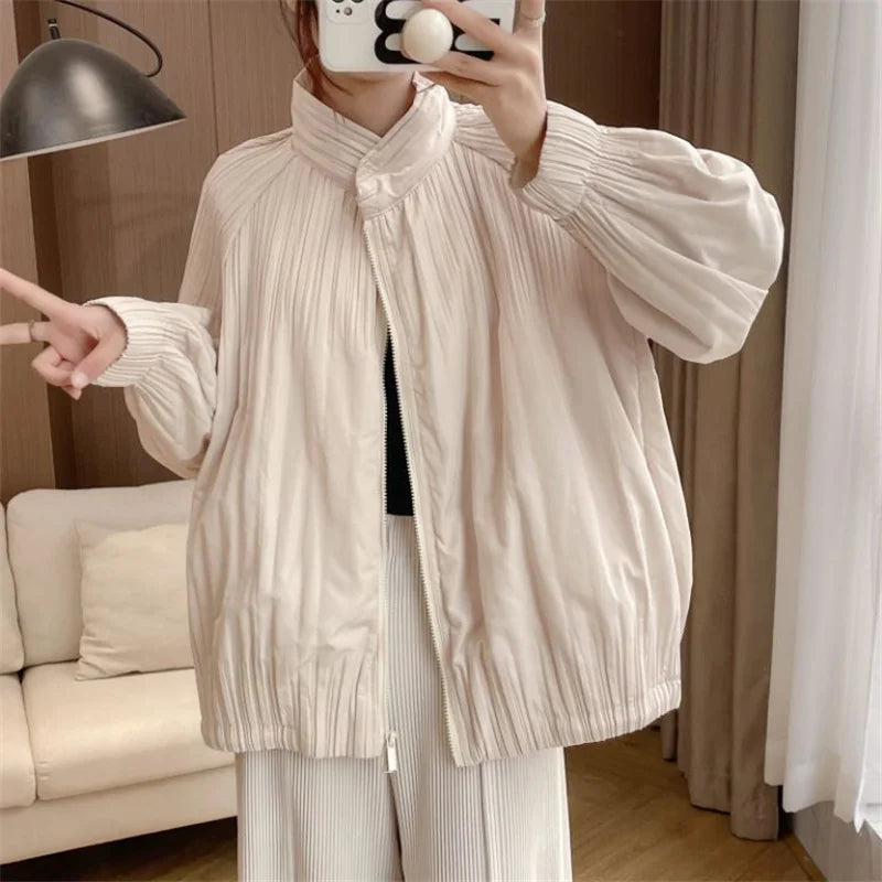 Zip Pleat Coat for Women