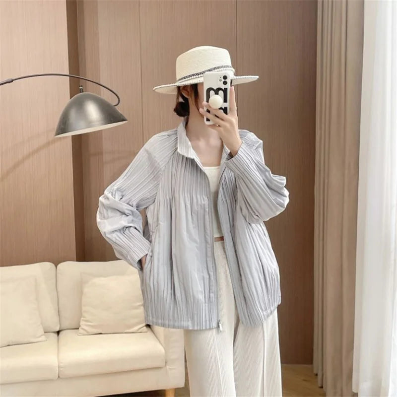 Zip Pleat Coat for Women