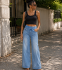 Wide High Waist Straight Cut Jeans with Pockets for Women