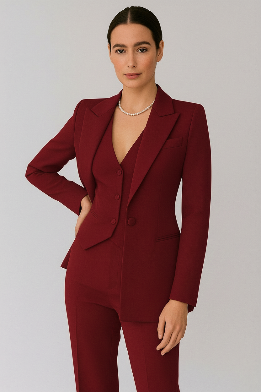 Three-Piece Set for Women: Fitted Blazer, Vest, and Slim Pants