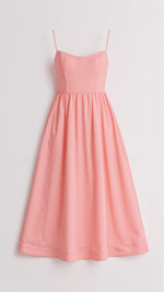 Midi Dress with Ascot Neckline and Flared Cut for Women | Perfect for Summer