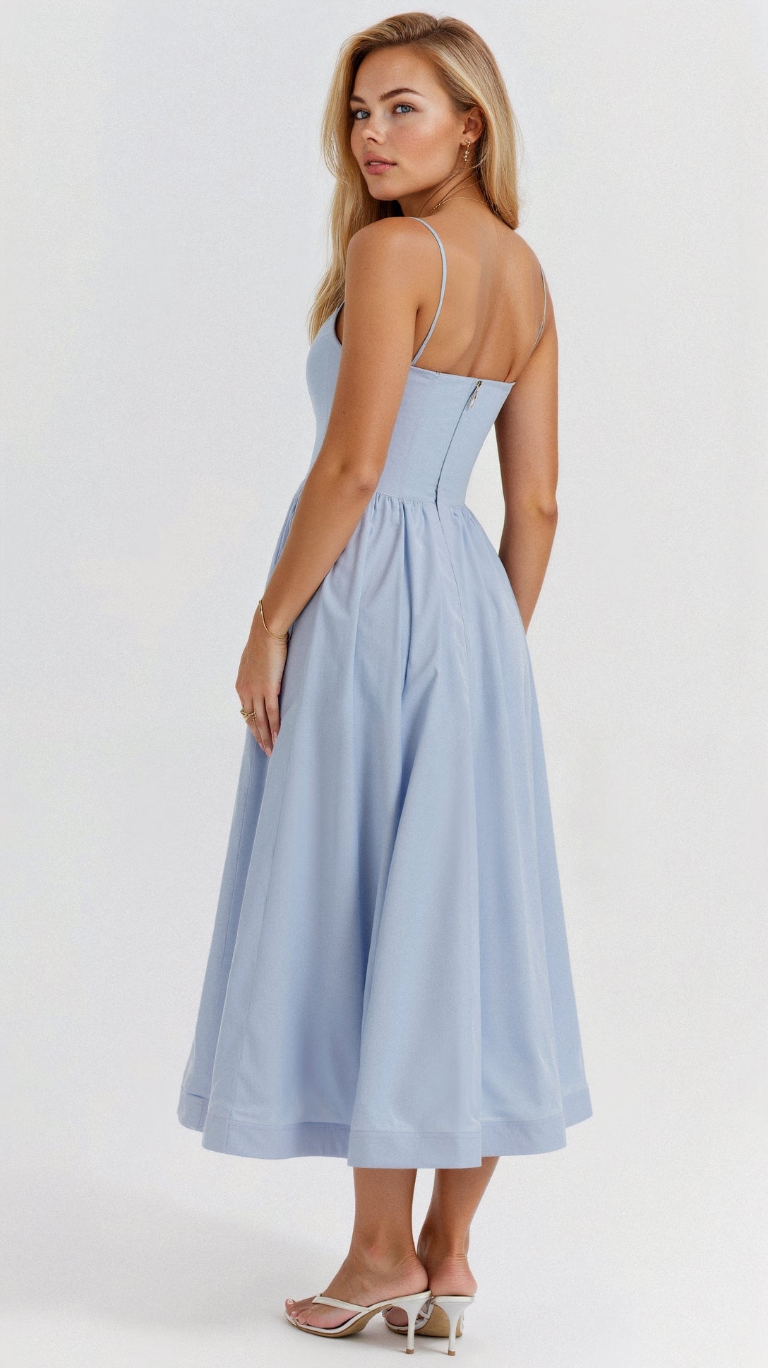 Midi Dress with Ascot Neckline and Flared Cut for Women | Perfect for Summer
