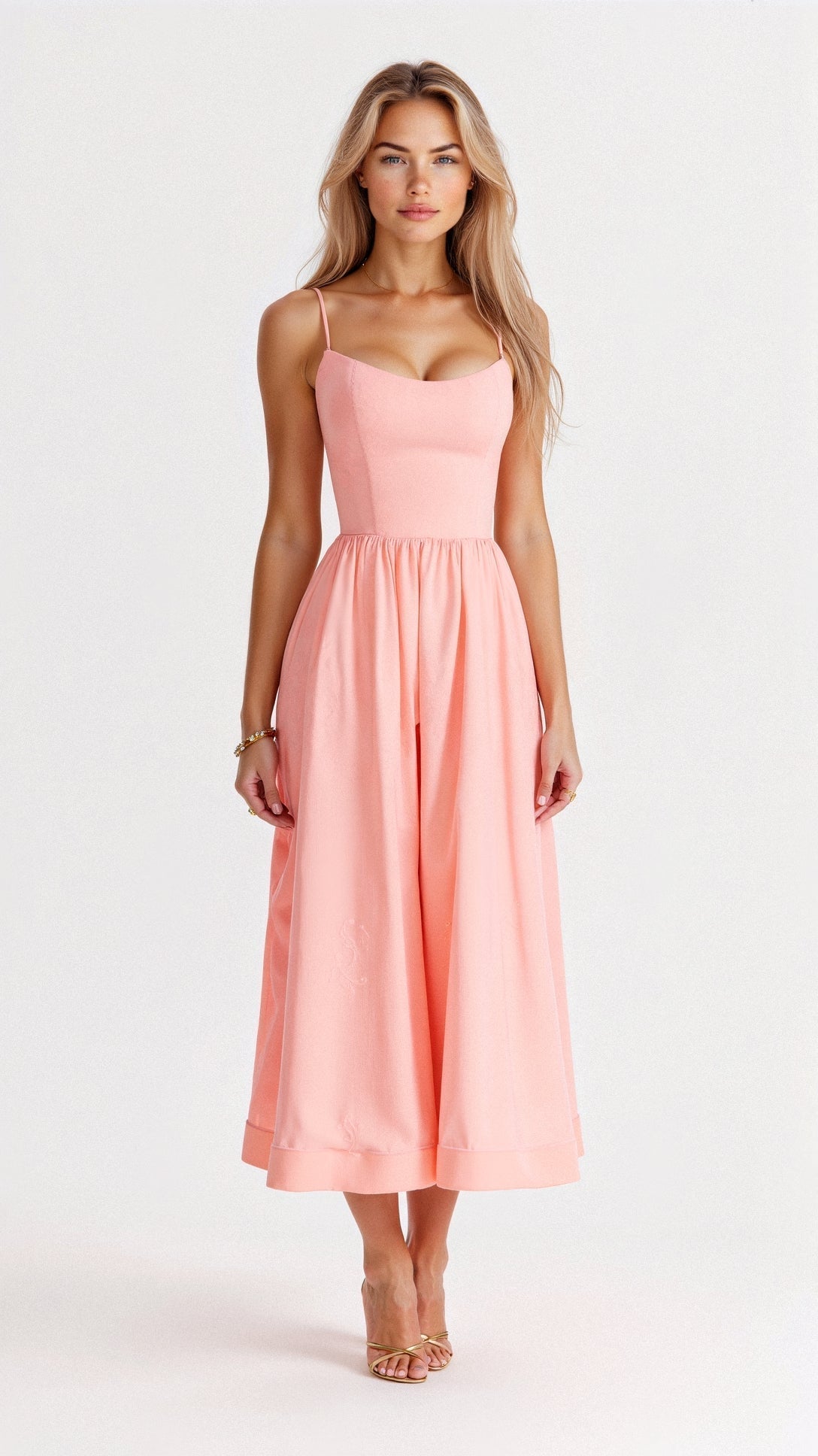Midi Dress with Ascot Neckline and Flared Cut for Women | Perfect for Summer