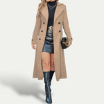 Elegant Long Coat with Double Breasting for Women