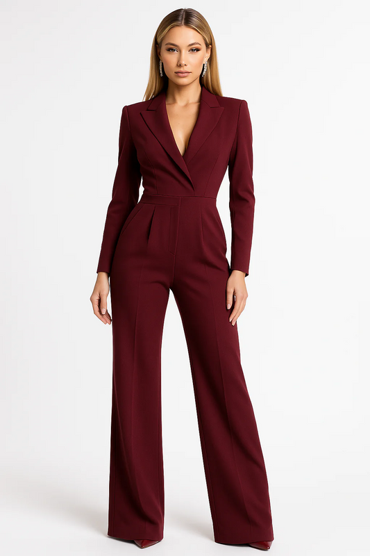 Long-sleeve fitted jumpsuit for women