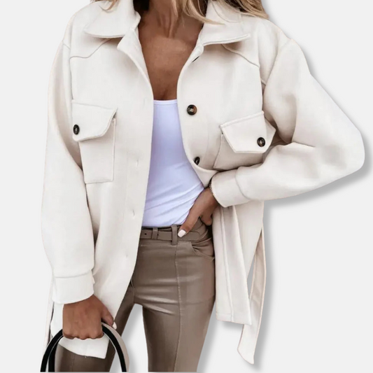 Long wool shacket for women