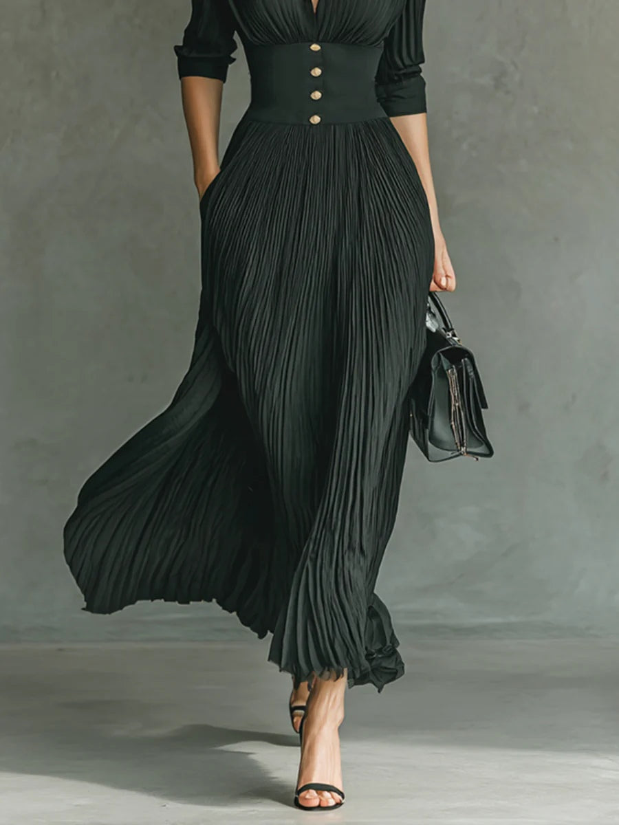 Elegant Pleated Waist Dress for Women
