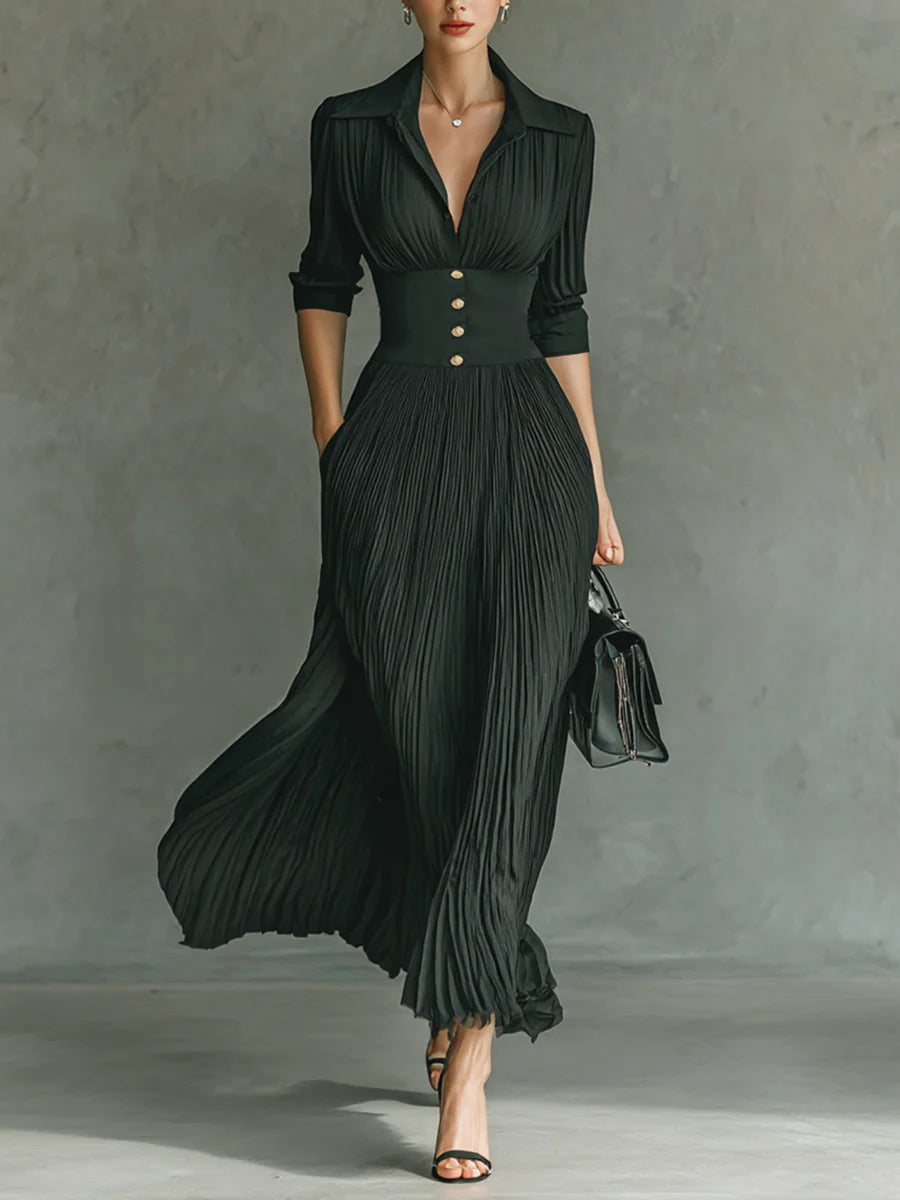 Elegant Pleated Waist Dress for Women