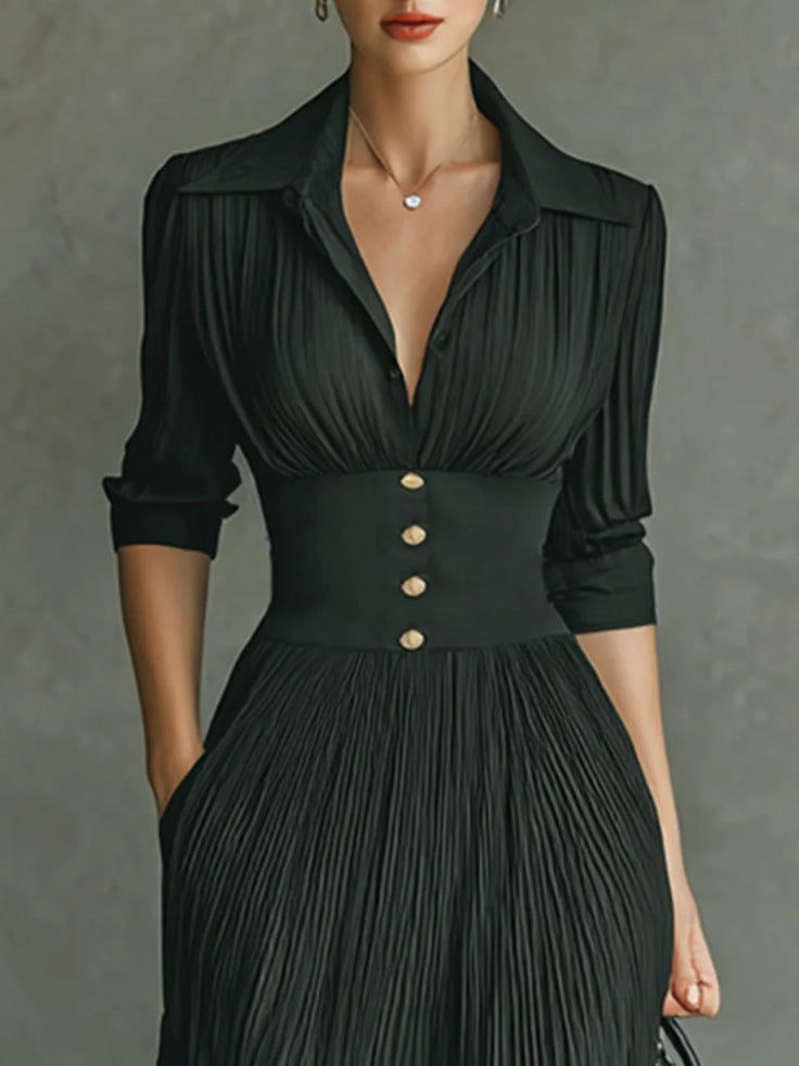 Elegant Pleated Waist Dress for Women