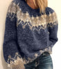 Jacquard Sweater with Round Neck and Loose Fit for Women