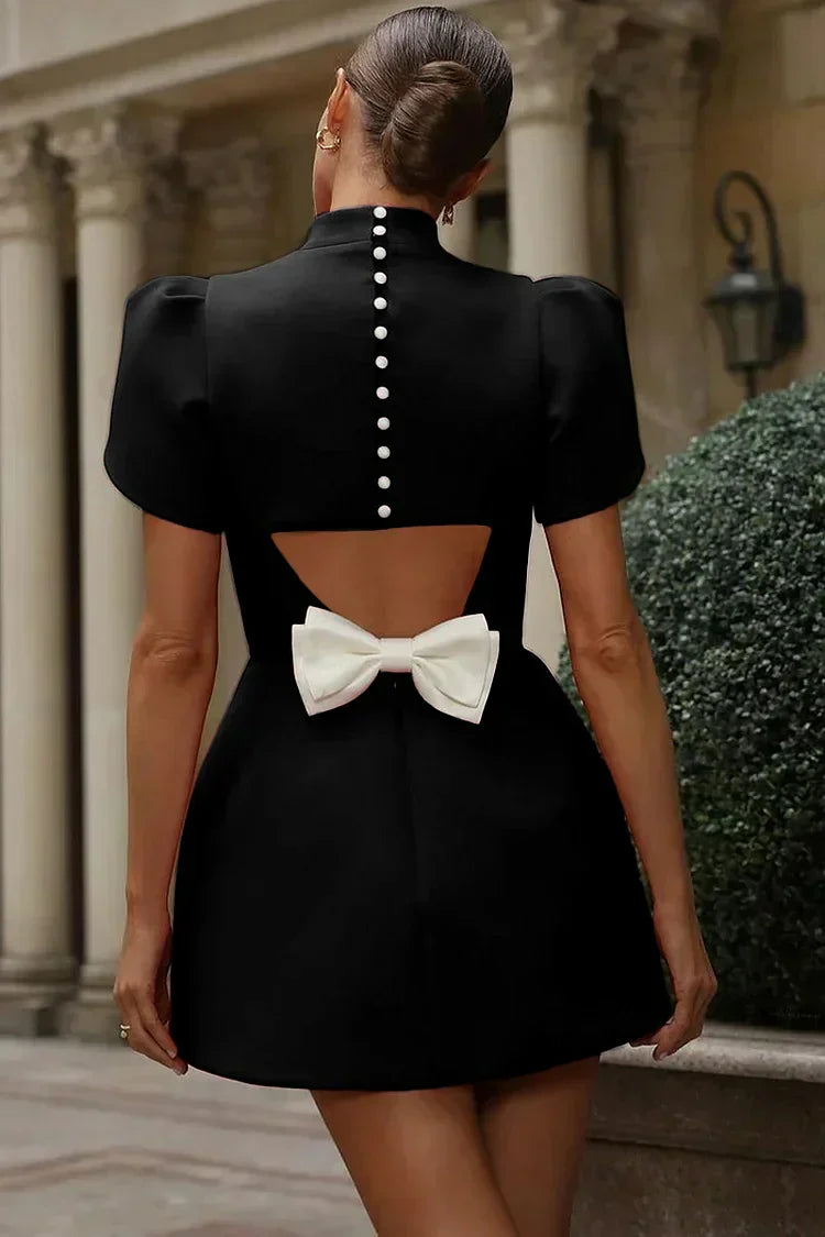 Elegant Short Dress with Bow for Women