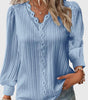 V-Neck Pullover Blouse with Lace for Women