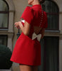 Elegant Short Dress with Bow for Women