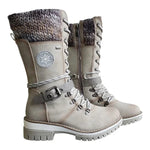 High Lace-Up Faux Leather Boots for Women