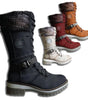 High Lace-Up Faux Leather Boots for Women