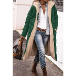Long Hooded Down Jacket with Sherpa Lining for Women