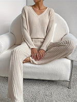V-Neck Relaxation Knit Lounge Set for Women