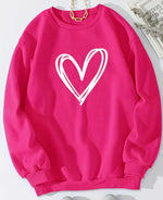 Long-sleeve round neck sweater with heart print for Women