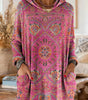 Ethnic Print Knitted Hoodie Tunic for Women