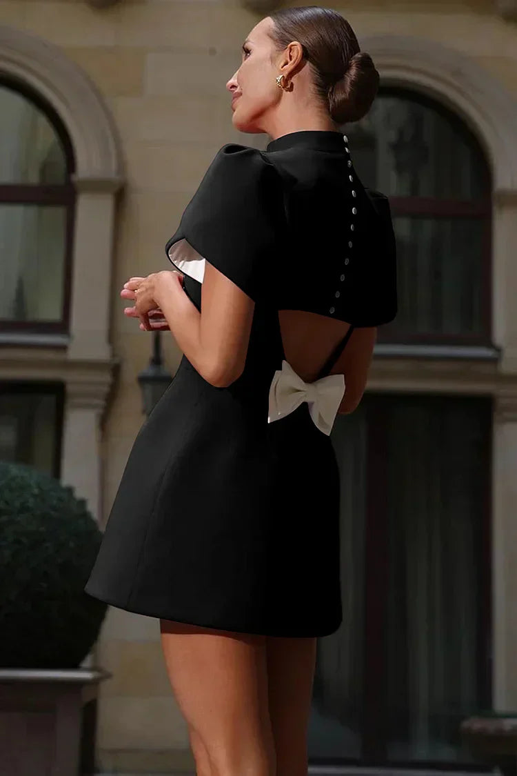 Elegant Short Dress with Bow for Women