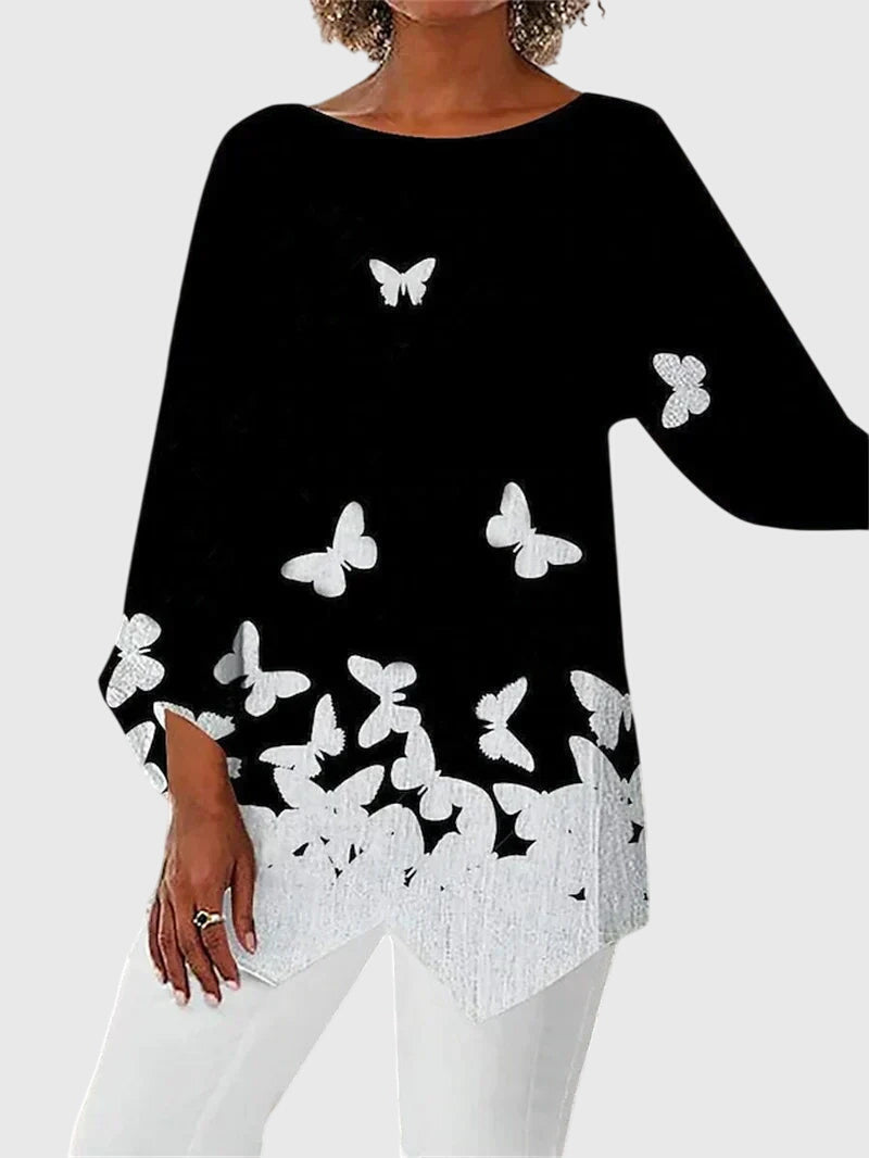 Long-Sleeve Butterfly Print Top for Women | Perfect for Everyday Wear