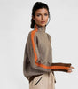 Oversized Two-Tone Jacquard Turtleneck Sweater for Women