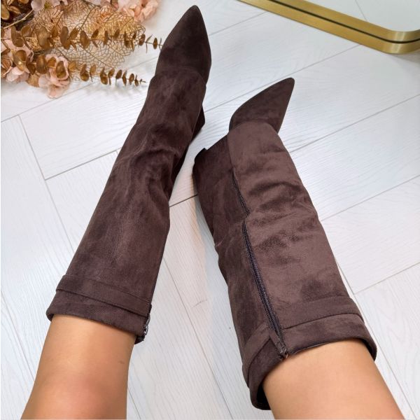 Women's Block Heel Knee-High Suede Boots