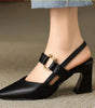 Pointed Toe Block Heel Shoes for Women