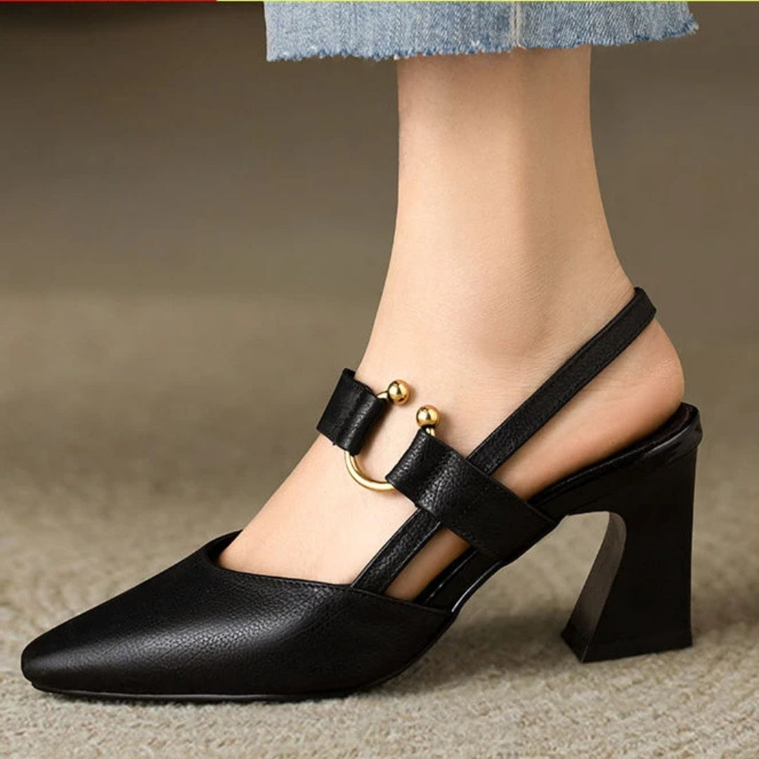 Pointed Toe Block Heel Shoes for Women