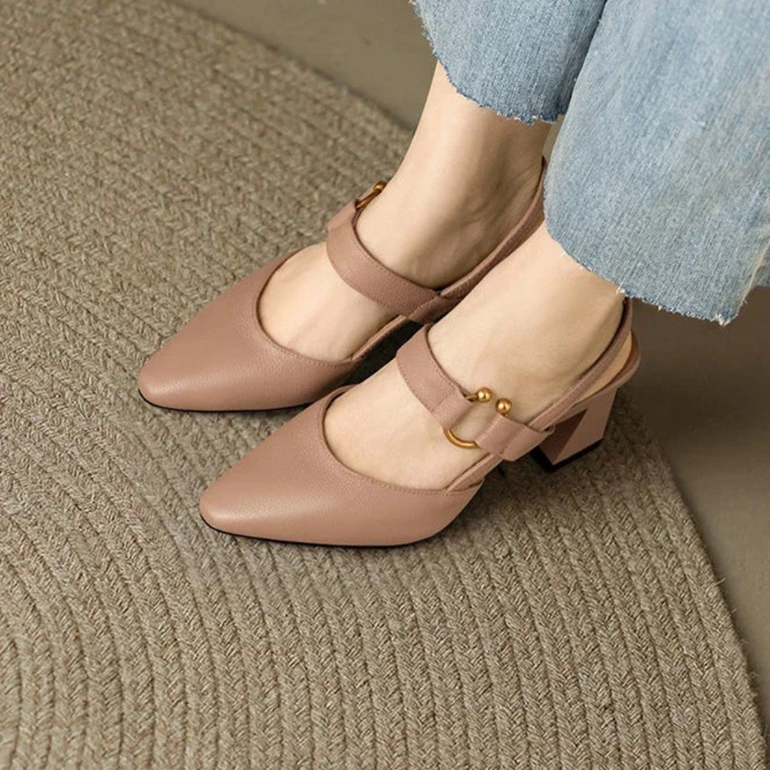 Pointed Toe Block Heel Shoes for Women