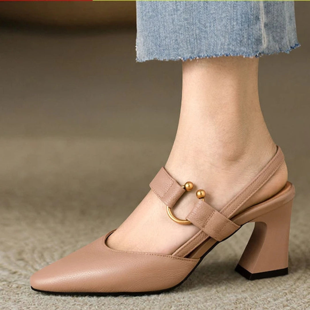 Pointed Toe Block Heel Shoes for Women