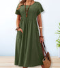 Long cotton and linen dress for women