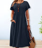 Long cotton and linen dress for women