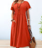 Long cotton and linen dress for women