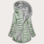 Long Faux Fur Puffer Jacket with Hood for Women