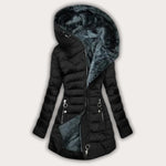 Long Faux Fur Puffer Jacket with Hood for Women