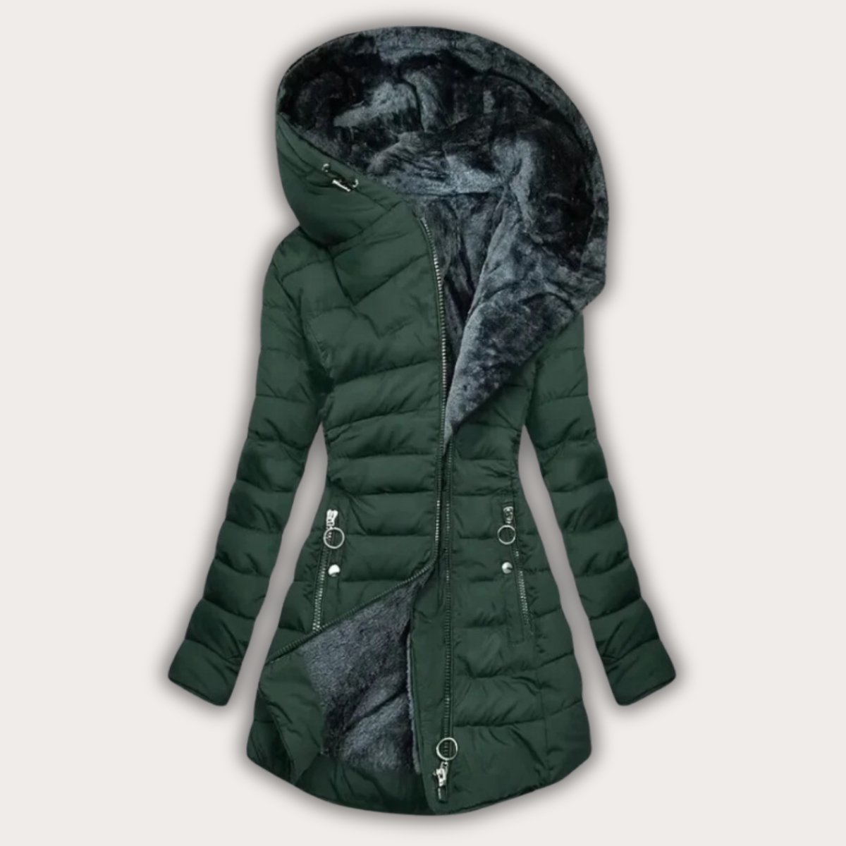 Long Faux Fur Puffer Jacket with Hood for Women