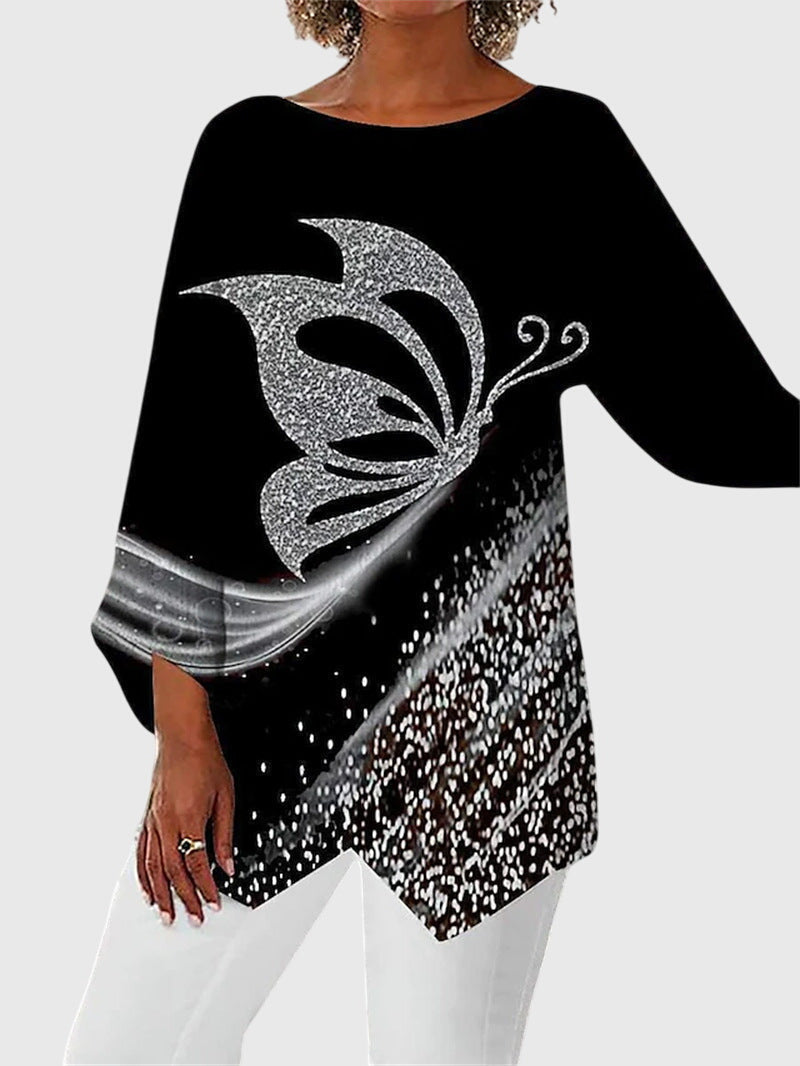 Long-Sleeve Butterfly Print Top for Women | Perfect for Everyday Wear