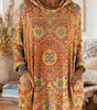 Ethnic Print Knitted Hoodie Tunic for Women