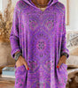 Ethnic Print Knitted Hoodie Tunic for Women