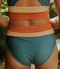 High-Waisted Colorblock Bikini Set for Women