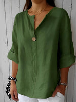 Loose V-Neck Blouse with Short Sleeves for Women | Ideal for Everyday Wear