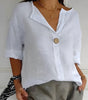 Loose V-Neck Blouse with Short Sleeves for Women | Ideal for Everyday Wear