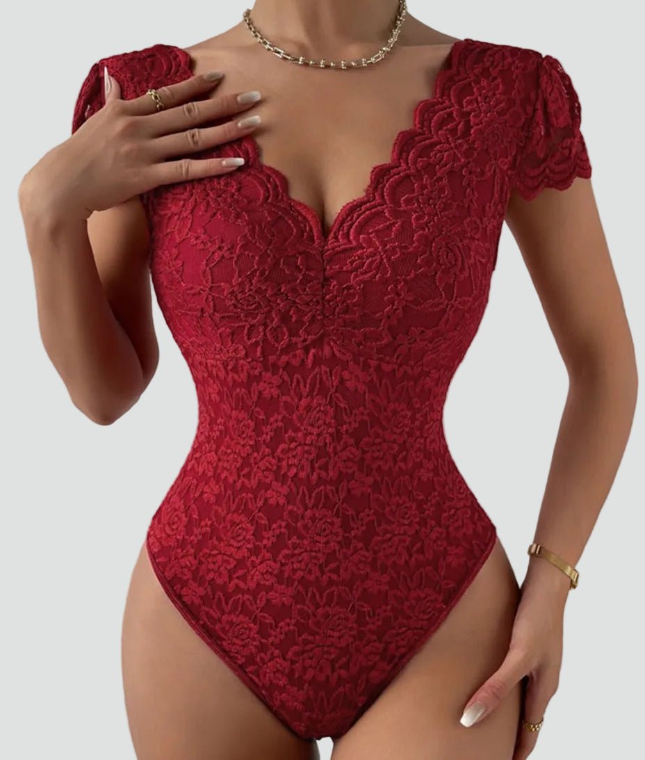 Body en Dentelle à Manches Courtes pour Femmes - Emilia Lane