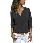 Casual Long Sleeve V-Neck Blouse for Women