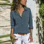 Casual Long Sleeve V-Neck Blouse for Women