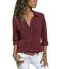 Casual Long Sleeve V-Neck Blouse for Women